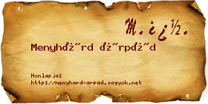 Menyhárd Árpád névjegykártya