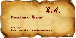 Menyhárd Árpád névjegykártya